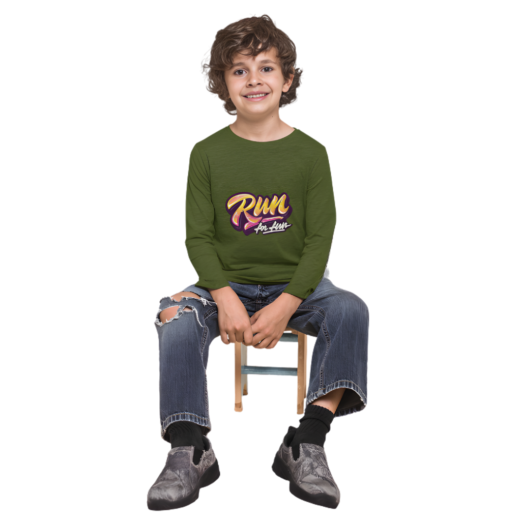 RUN for Fun Full Sleeve Printed T-Shirt for Kids