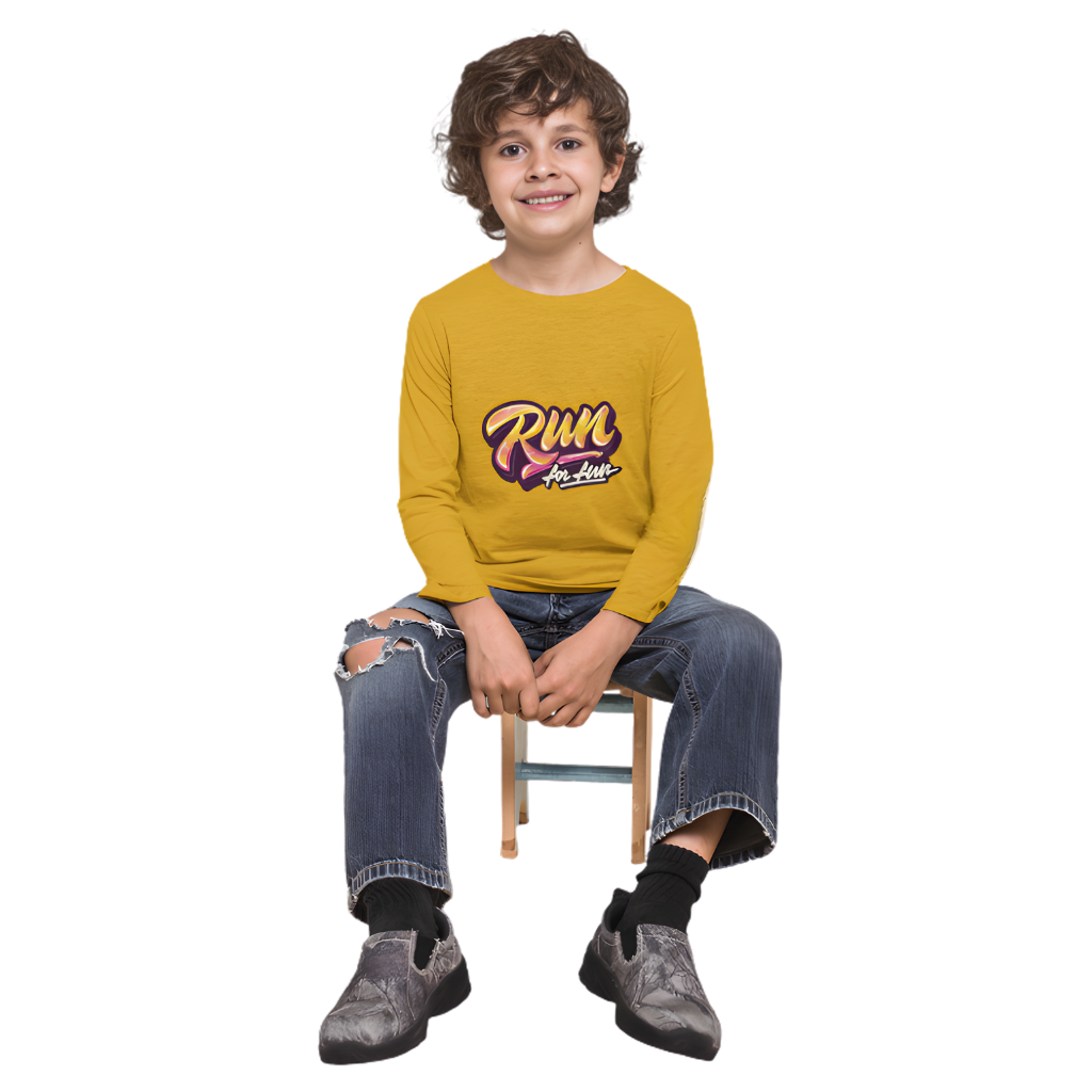 RUN for Fun Full Sleeve Printed T-Shirt for Kids