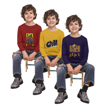 Pack of 3 Full Sleeve T-Shirt Bundle for Kids