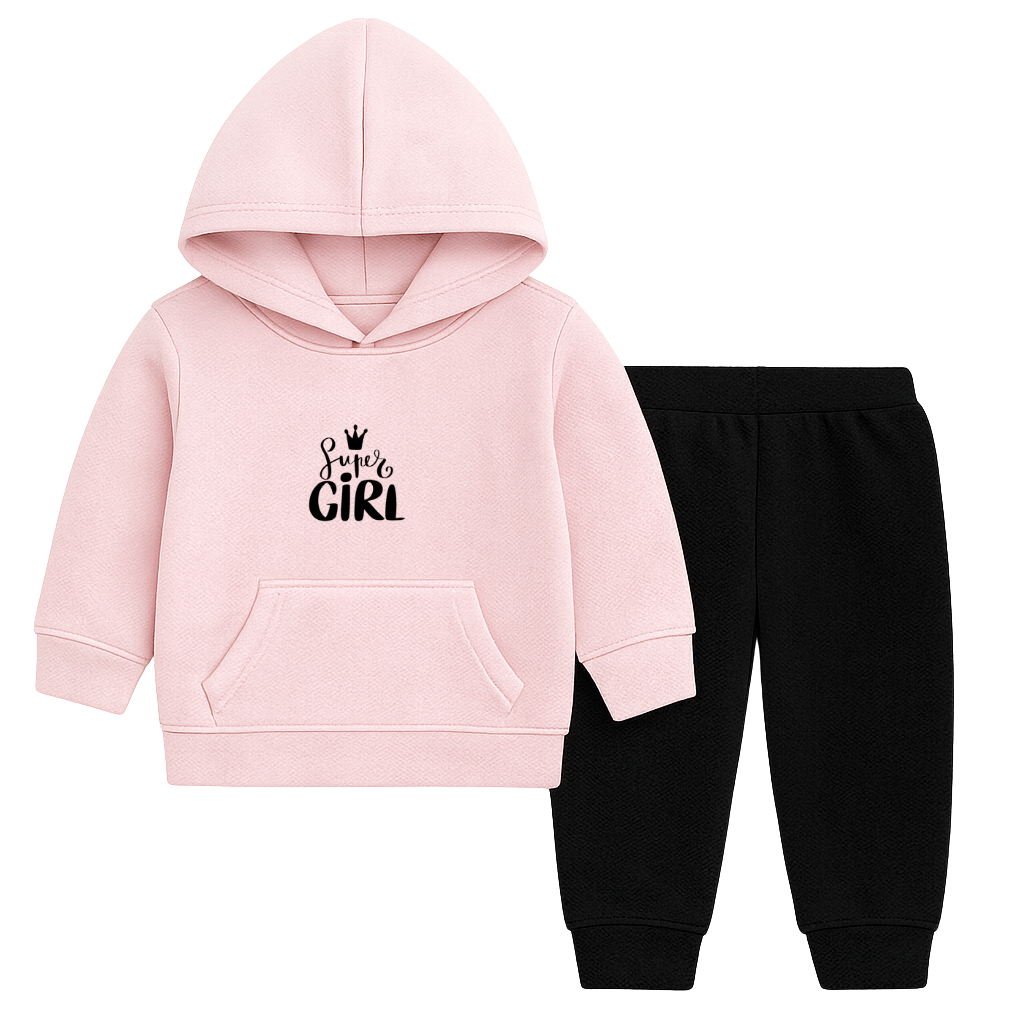 Super Girl Printed Hooded Tracksuit for Kids