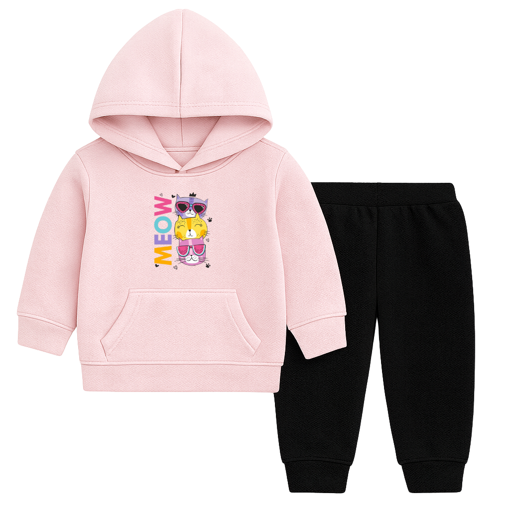 Meow Edition Printed Hooded Tracksuit for Kids