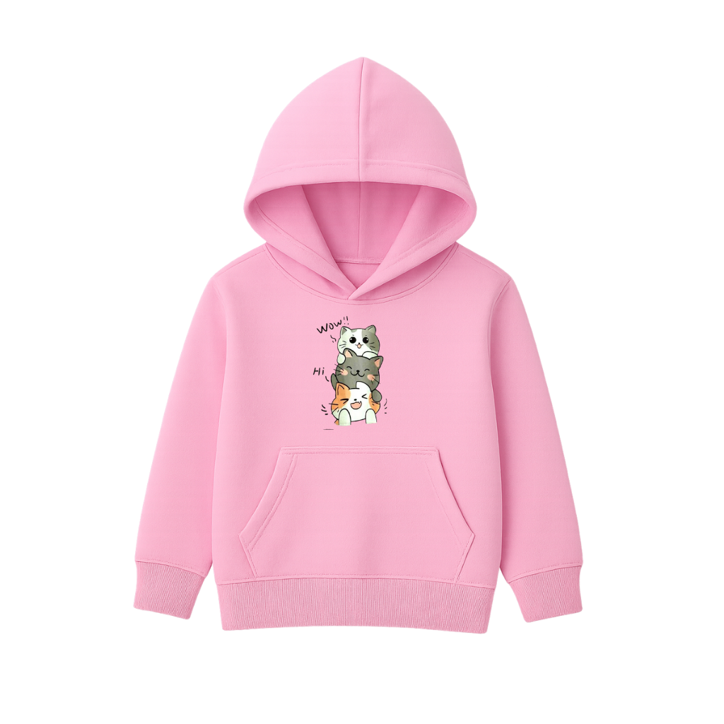 Triple Kitty Fun Printed Hooded for Kids
