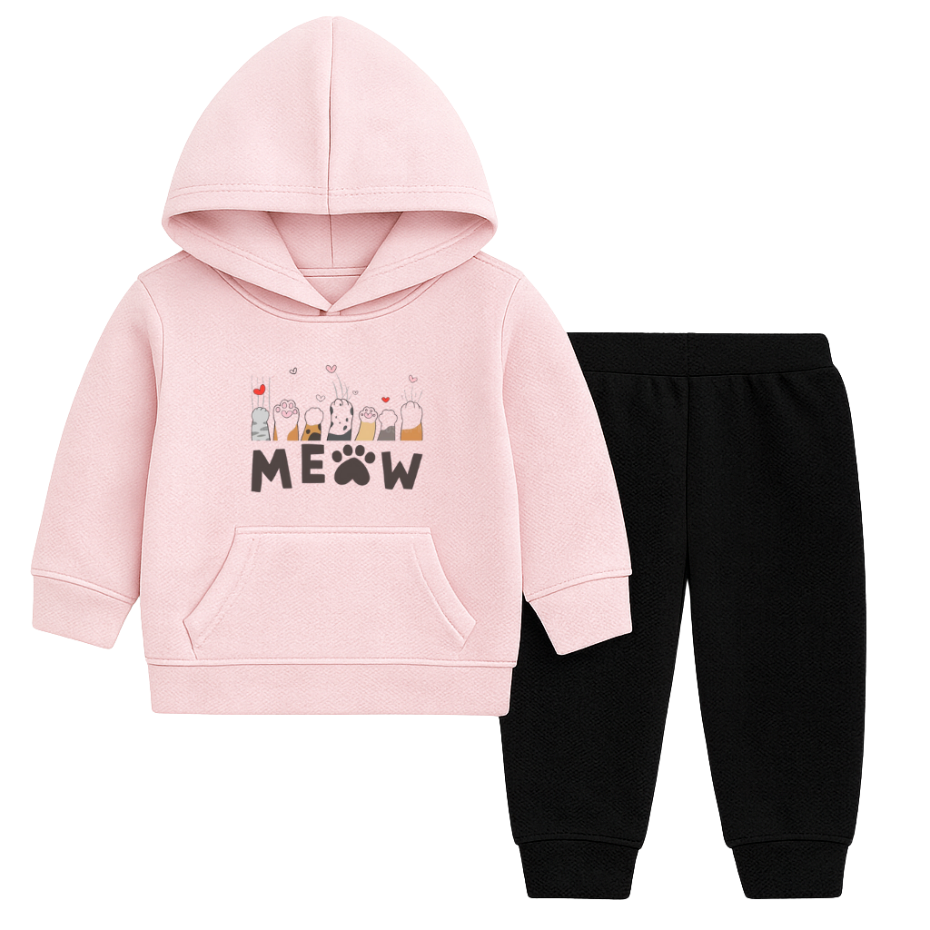 MEOW Paw Squad Printed Hooded Tracksuit for Kids