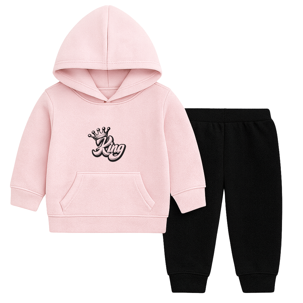 KING Logo Printed Hooded Tracksuit for Kids