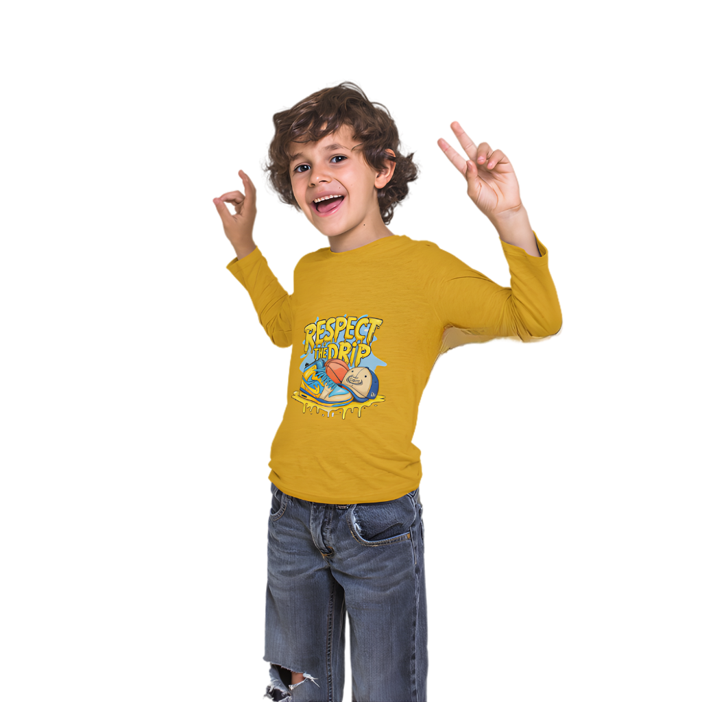 Respect The Drip Full Sleeve Printed T-Shirt for Kids