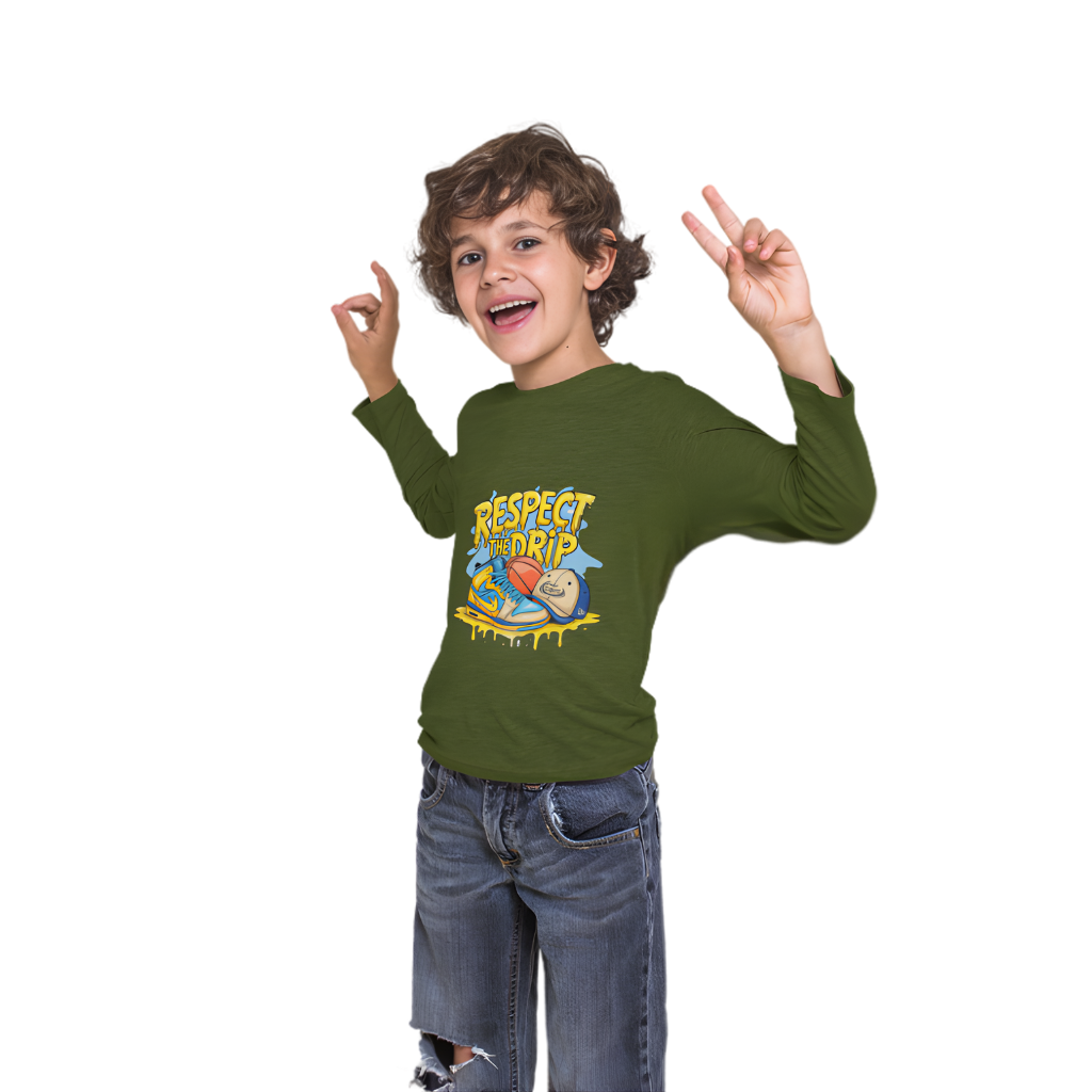 Respect The Drip Full Sleeve Printed T-Shirt for Kids