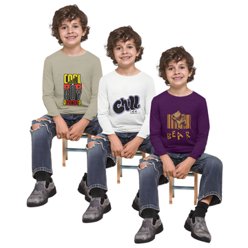 Pack of 3 Full Sleeve T-Shirt Bundle for Kids