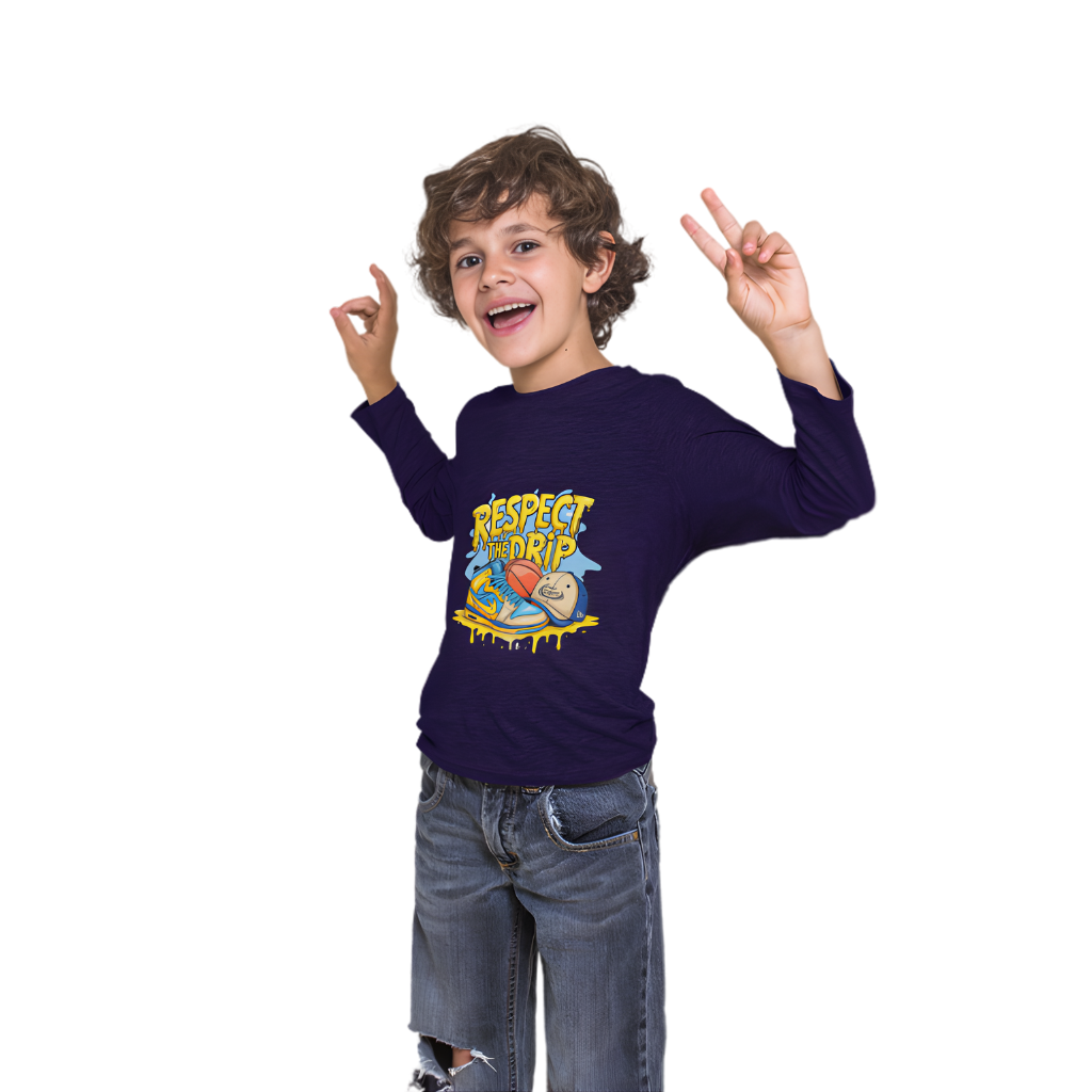 Respect The Drip Full Sleeve Printed T-Shirt for Kids