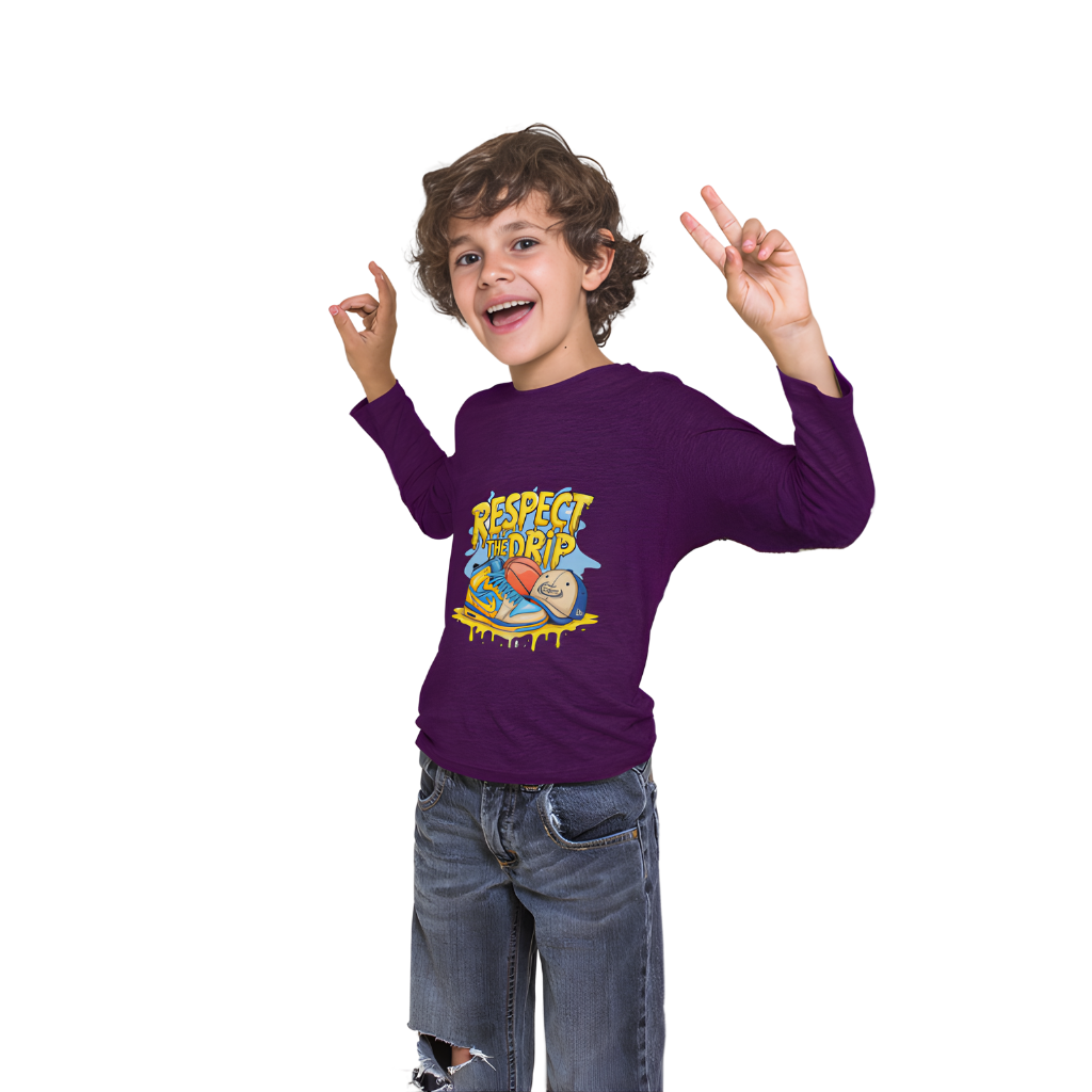 Respect The Drip Full Sleeve Printed T-Shirt for Kids