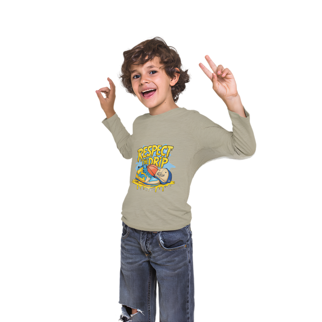 Respect The Drip Full Sleeve Printed T-Shirt for Kids