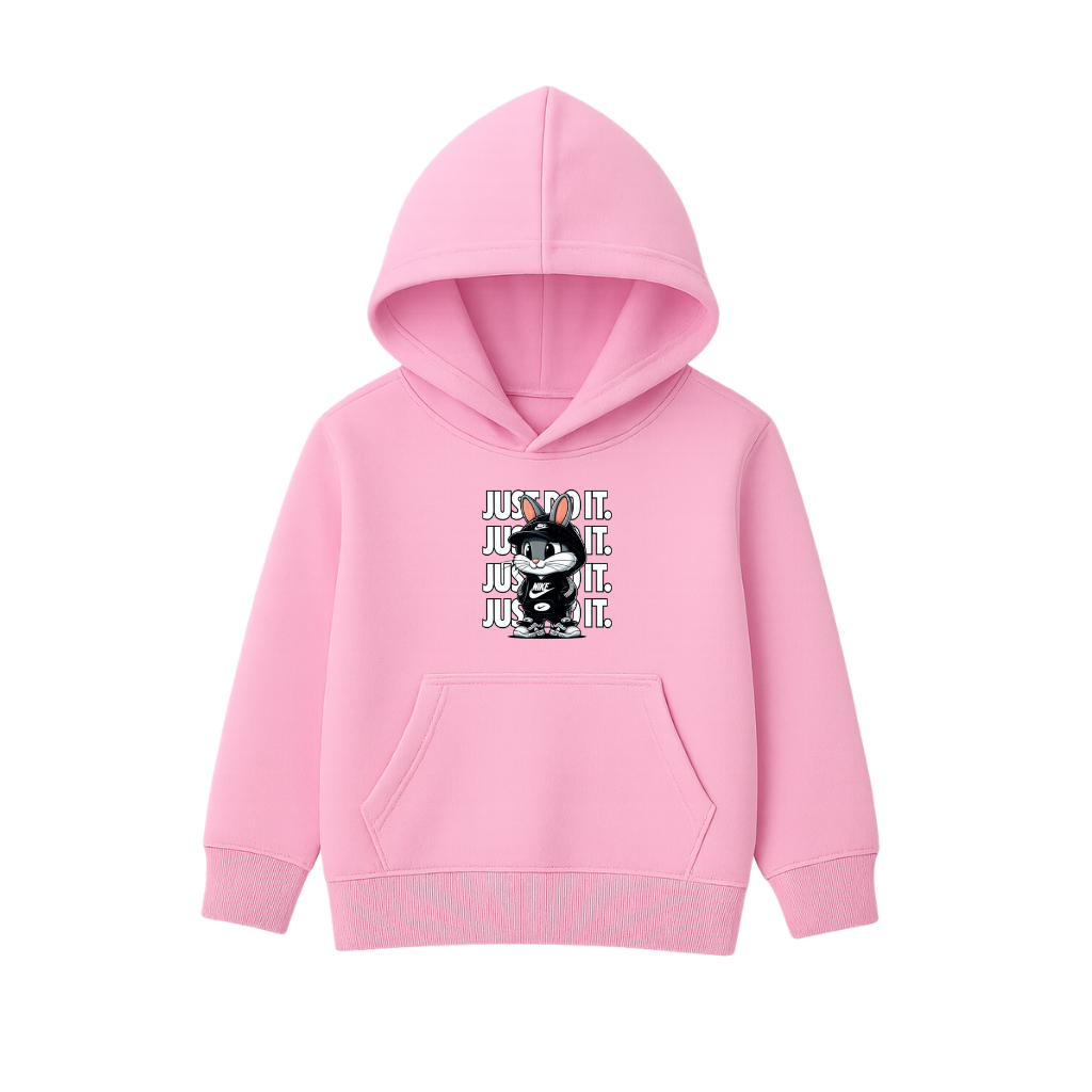 JUST DO IT Rabbit Printed Hooded for Kids