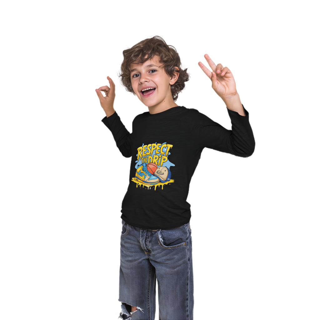 Respect The Drip Full Sleeve Printed T-Shirt for Kids