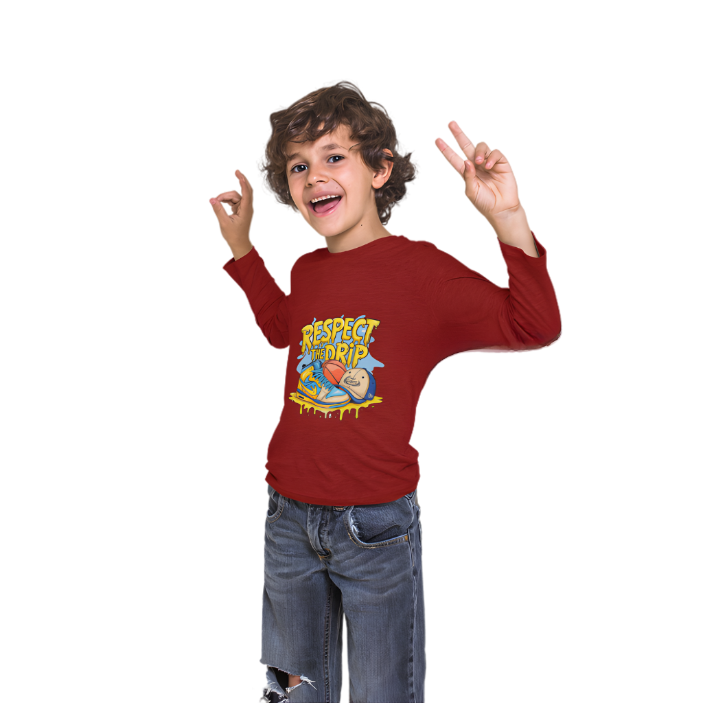 Respect The Drip Full Sleeve Printed T-Shirt for Kids