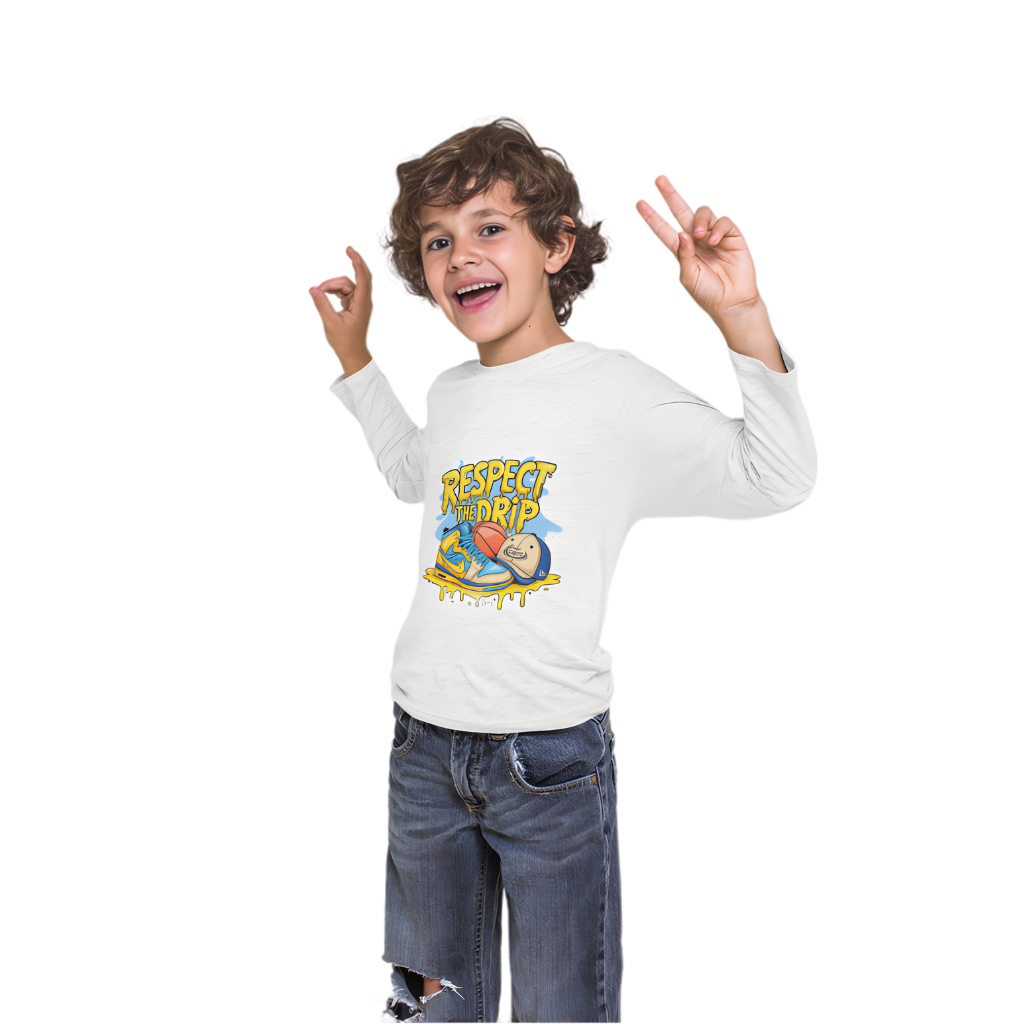 Respect The Drip Full Sleeve Printed T-Shirt for Kids