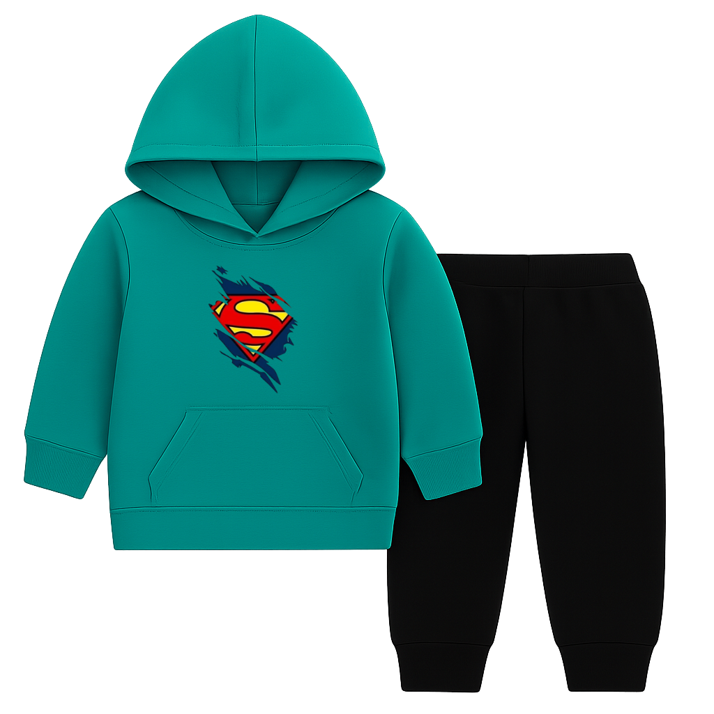 Superman Logo Printed Hooded Tracksuit for Kids
