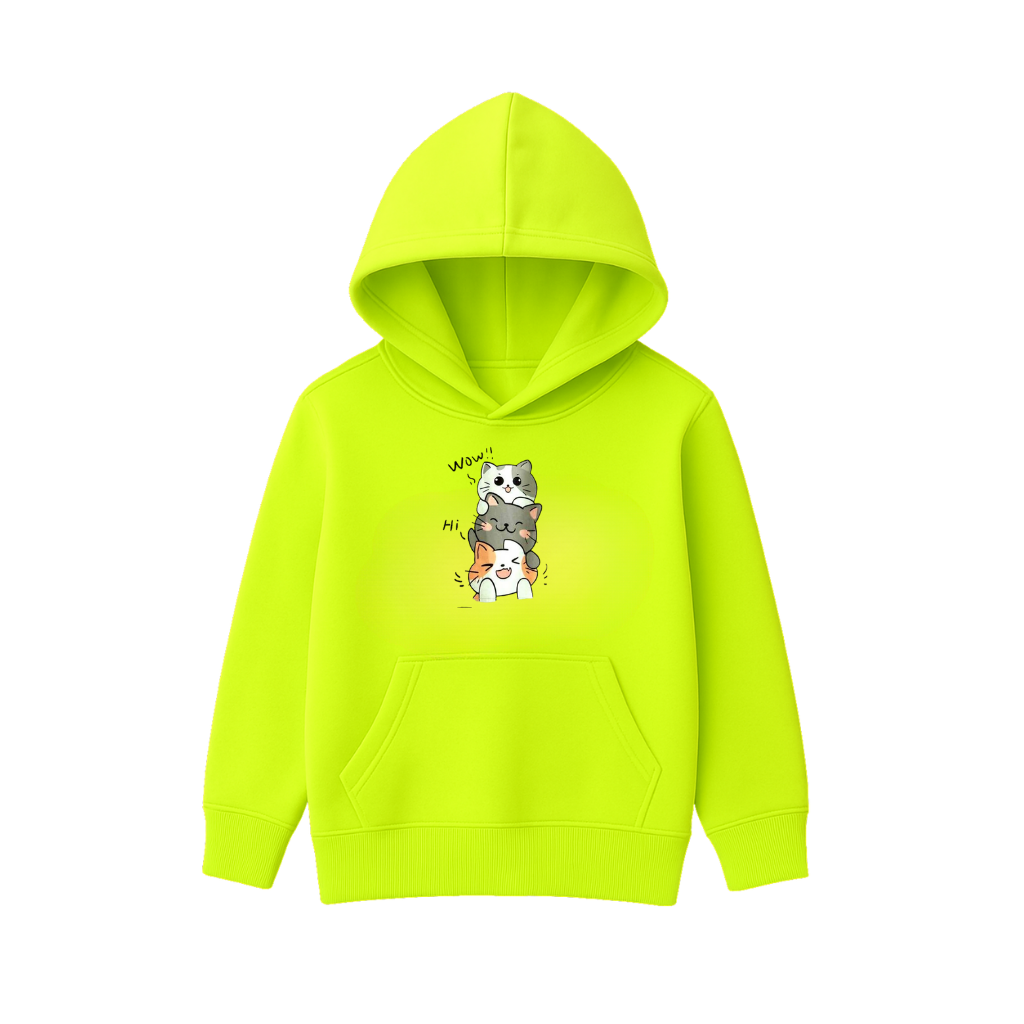 Triple Kitty Fun Printed Hooded for Kids