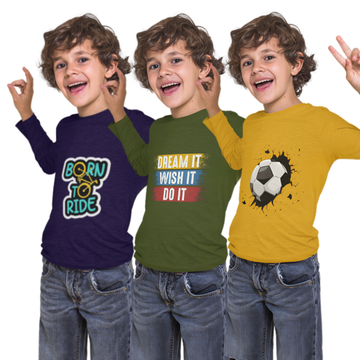 Pack of 3 Full Sleeve T-Shirt Bundle for Kids