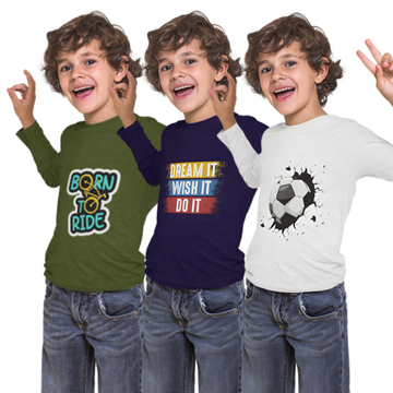 Pack of 3 Full Sleeve T-Shirt Bundle for Kids