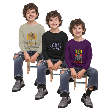 Pack of 3 Full Sleeve T-Shirt Bundle for Kids