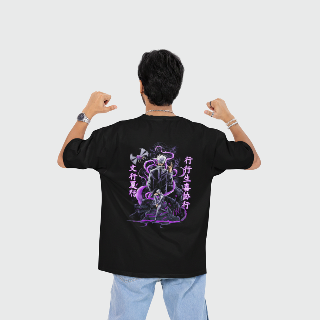 Men’s Purple Aura Anime Warrior Drop Shoulder Tee