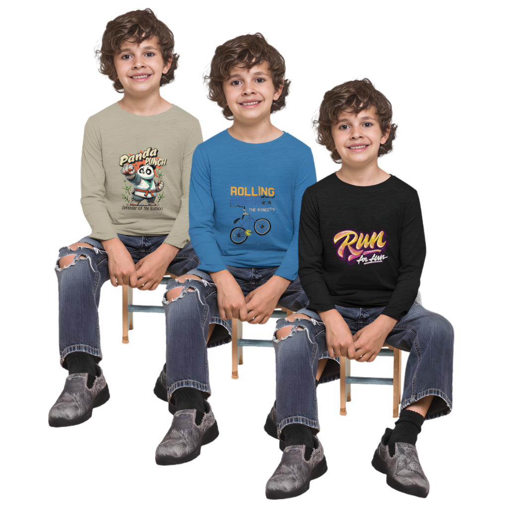 Pack of 3 Full Sleeve T-Shirt Bundle for Kids
