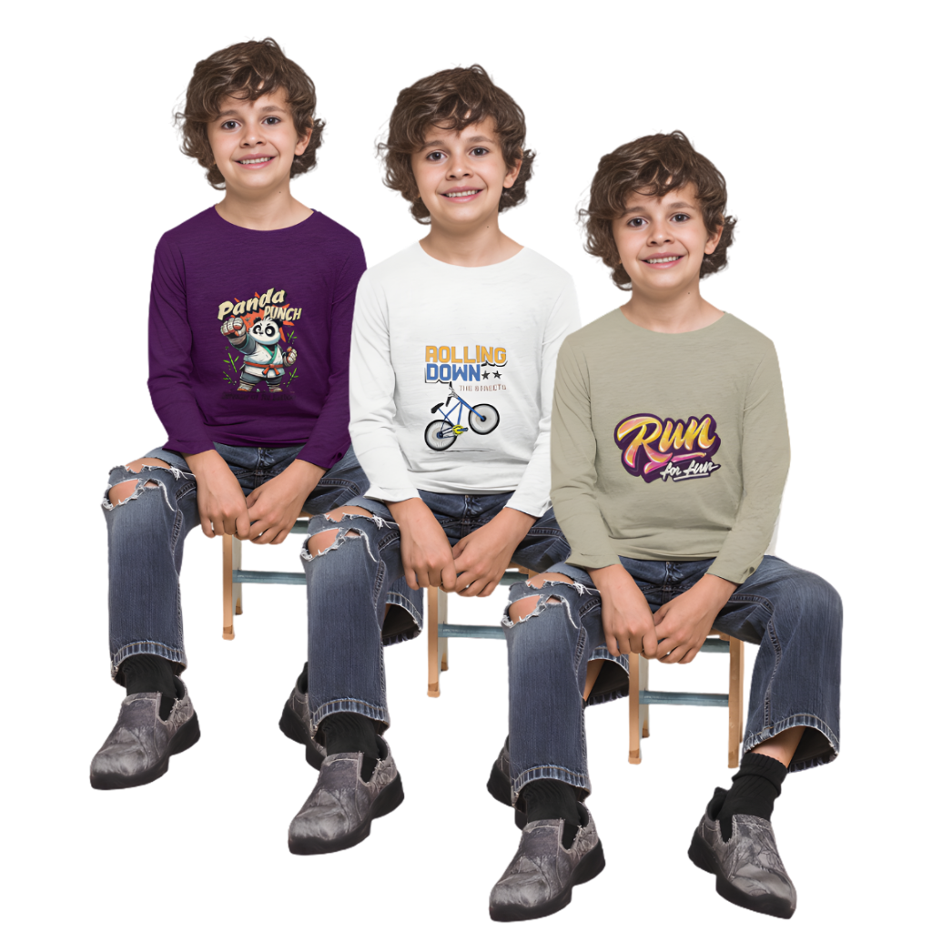 Pack of 3 Full Sleeve T-Shirt Bundle for Kids
