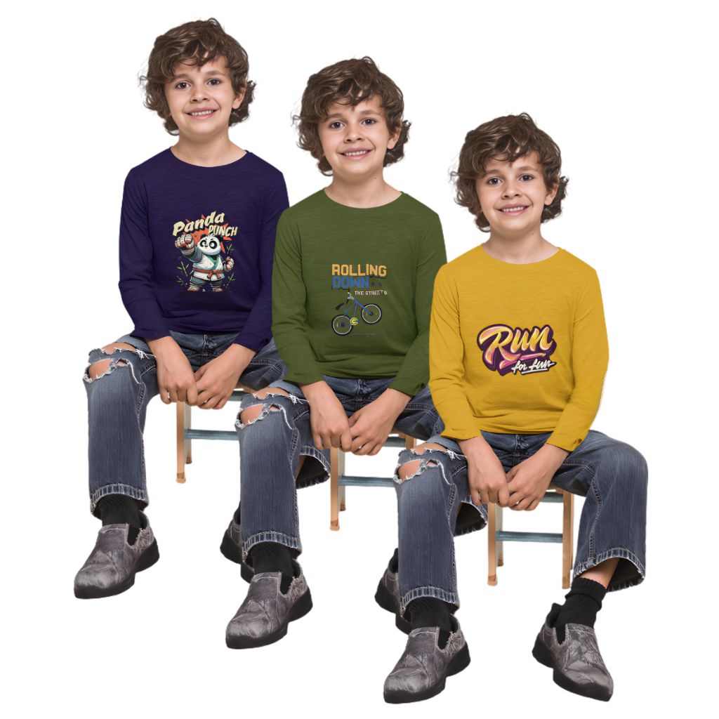 Pack of 3 Full Sleeve T-Shirt Bundle for Kids
