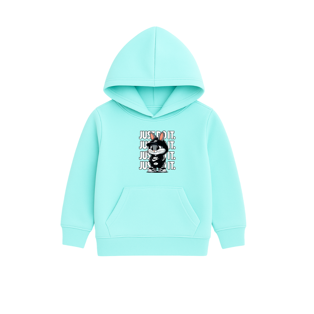 JUST DO IT Rabbit Printed Hooded for Kids