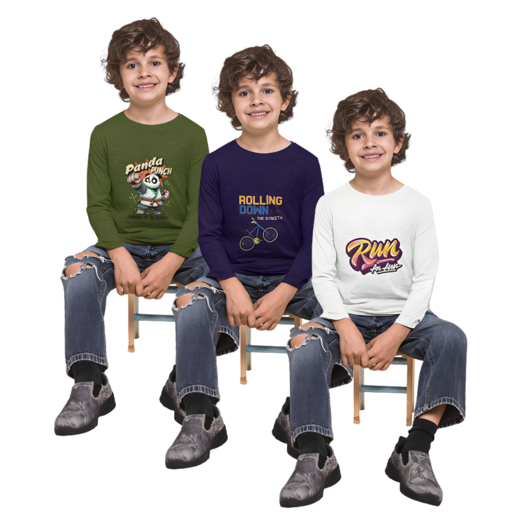 Pack of 3 Full Sleeve T-Shirt Bundle for Kids