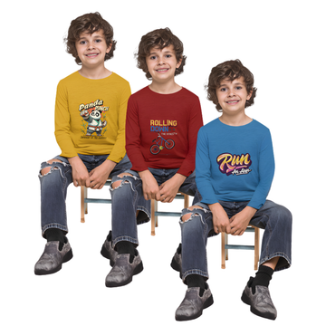 Pack of 3 Full Sleeve T-Shirt Bundle for Kids