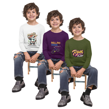 Pack of 3 Full Sleeve T-Shirt Bundle for Kids