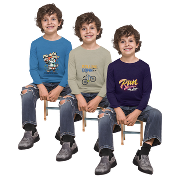 Pack of 3 Full Sleeve T-Shirt Bundle for Kids