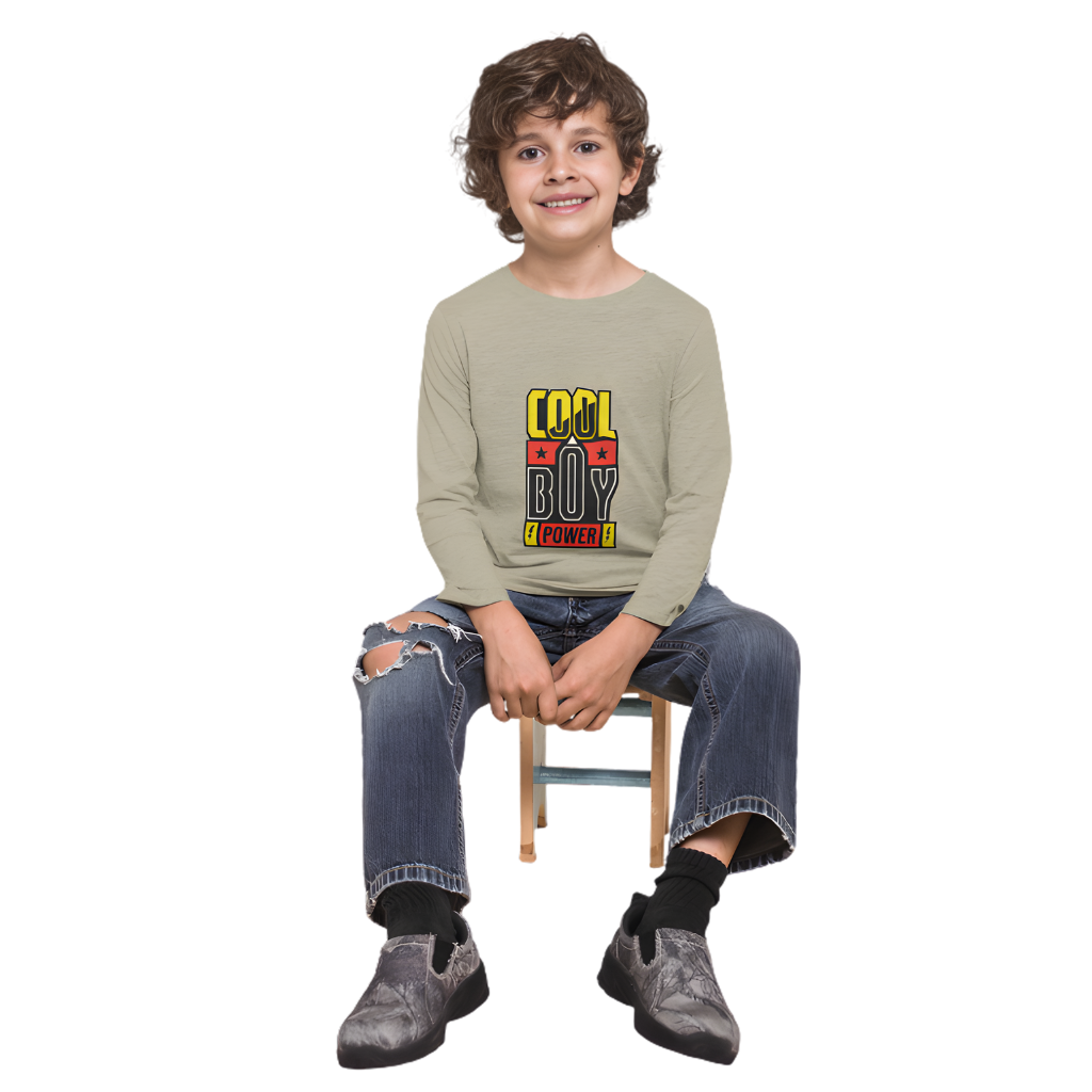 Cool Boy Power Full Sleeve Printed T-Shirt for Kids