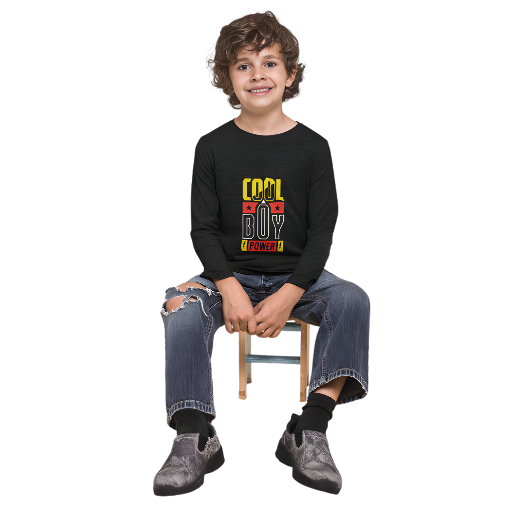Cool Boy Power Full Sleeve Printed T-Shirt for Kids