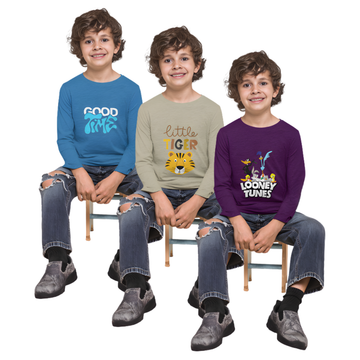 Pack of 3 Full Sleeve T-Shirt Bundle for Kids