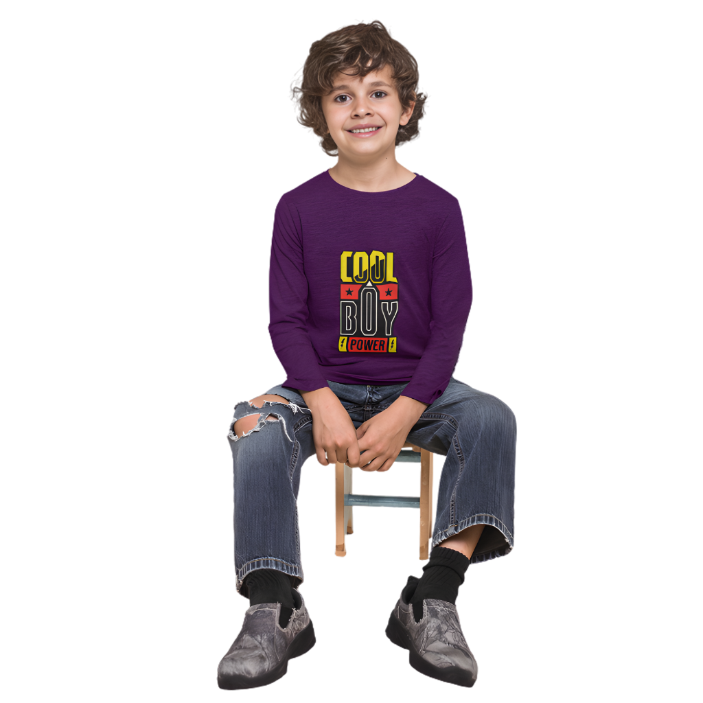 Cool Boy Power Full Sleeve Printed T-Shirt for Kids