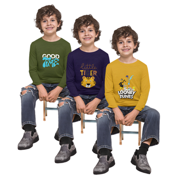 Pack of 3 Full Sleeve T-Shirt Bundle for Kids