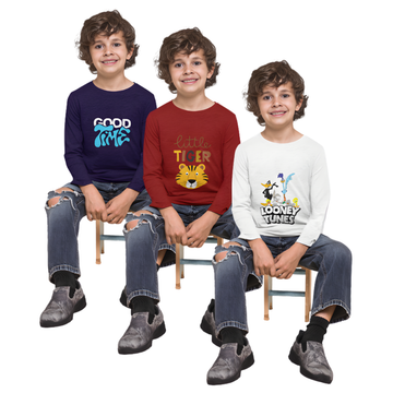 Pack of 3 Full Sleeve T-Shirt Bundle for Kids