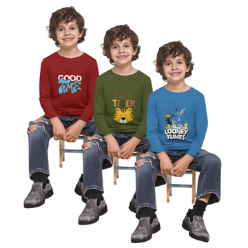 Pack of 3 Full Sleeve T-Shirt Bundle for Kids