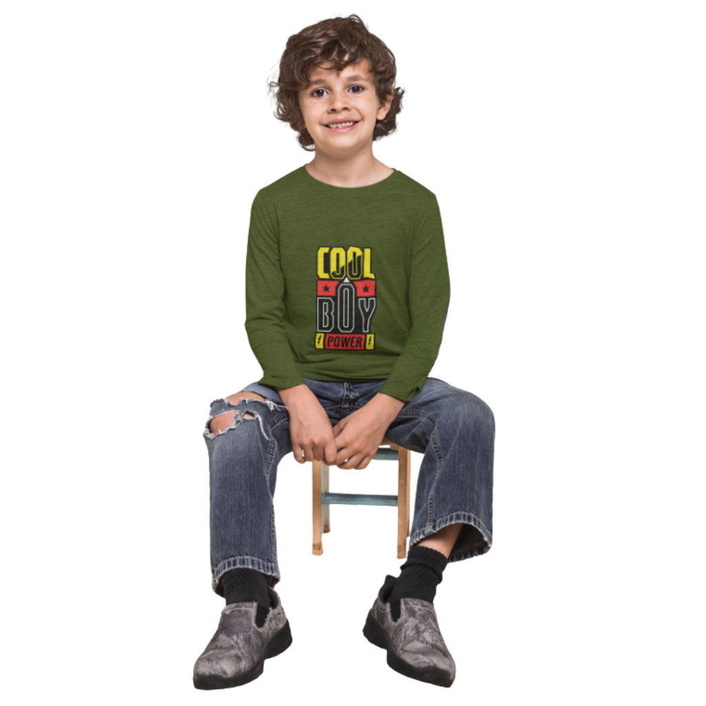 Cool Boy Power Full Sleeve Printed T-Shirt for Kids
