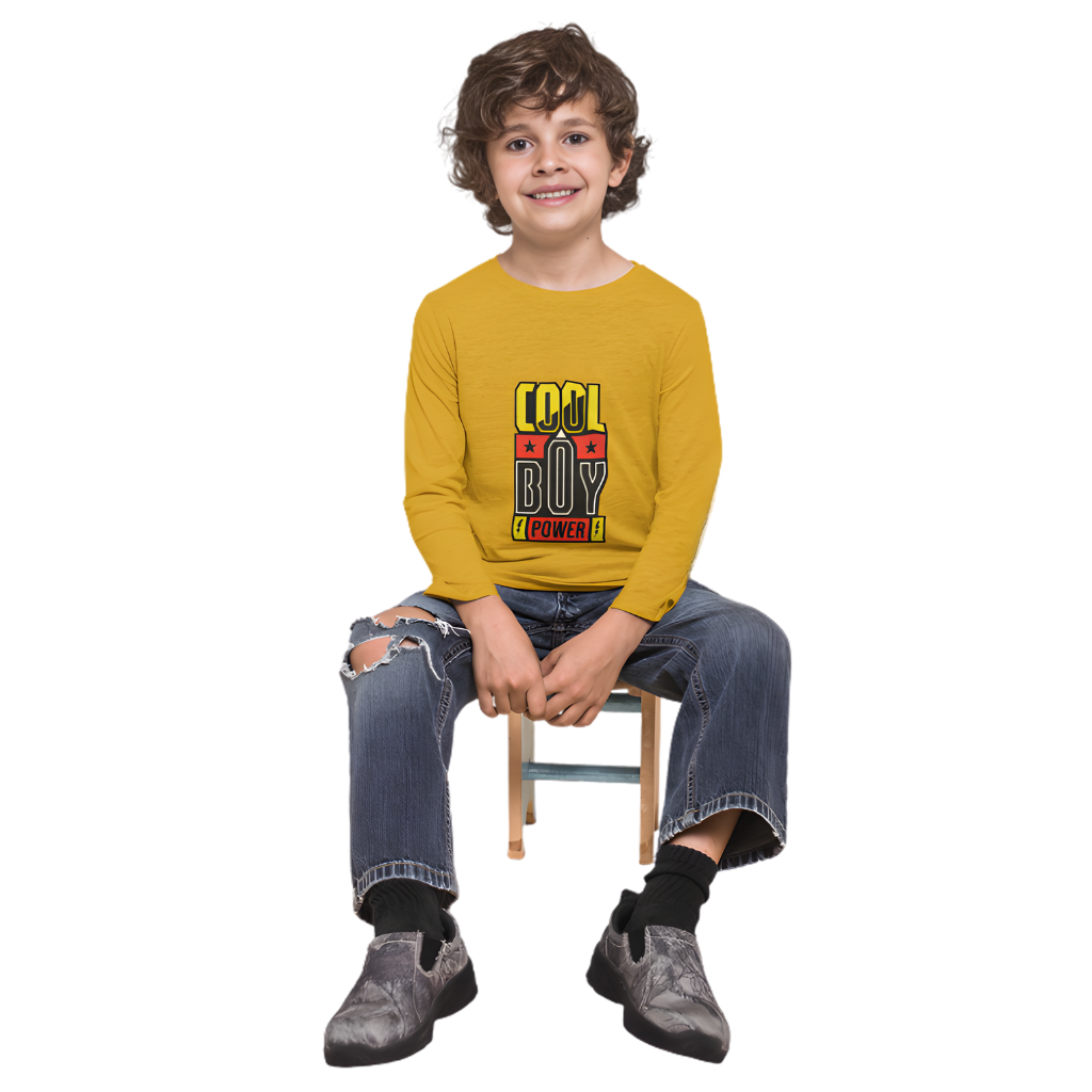 Cool Boy Power Full Sleeve Printed T-Shirt for Kids