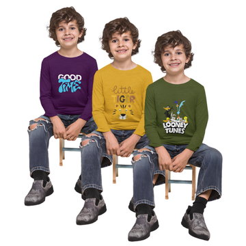Pack of 3 Full Sleeve T-Shirt Bundle for Kids