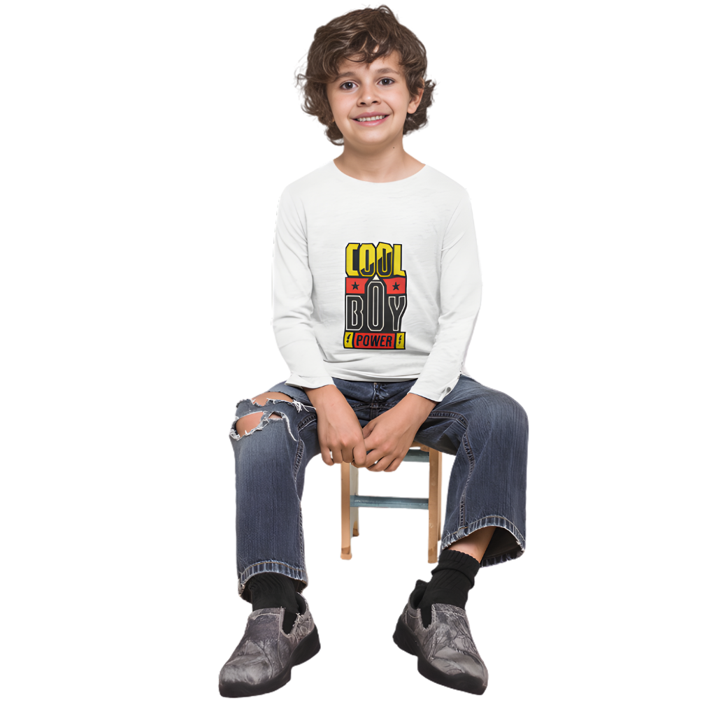 Cool Boy Power Full Sleeve Printed T-Shirt for Kids