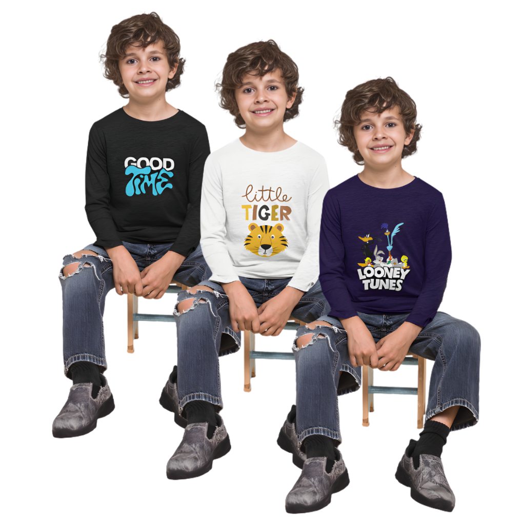 Pack of 3 Full Sleeve T-Shirt Bundle for Kids