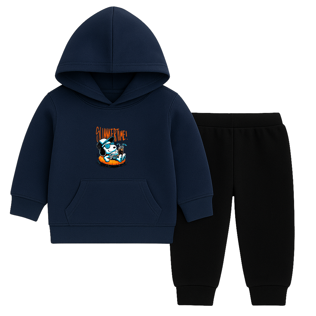Summer Time Printed Hooded Tracksuit for Kids
