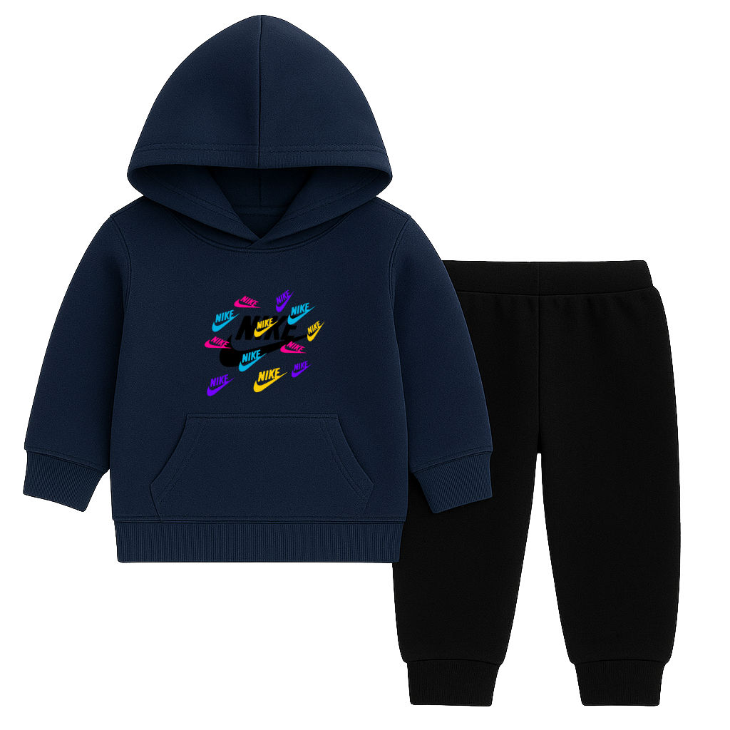 Multicolored Printed Hooded Tracksuit for Kids