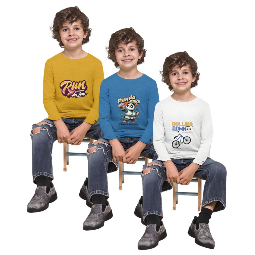 Pack of 3 Full Sleeve T-Shirt Bundle for Kids