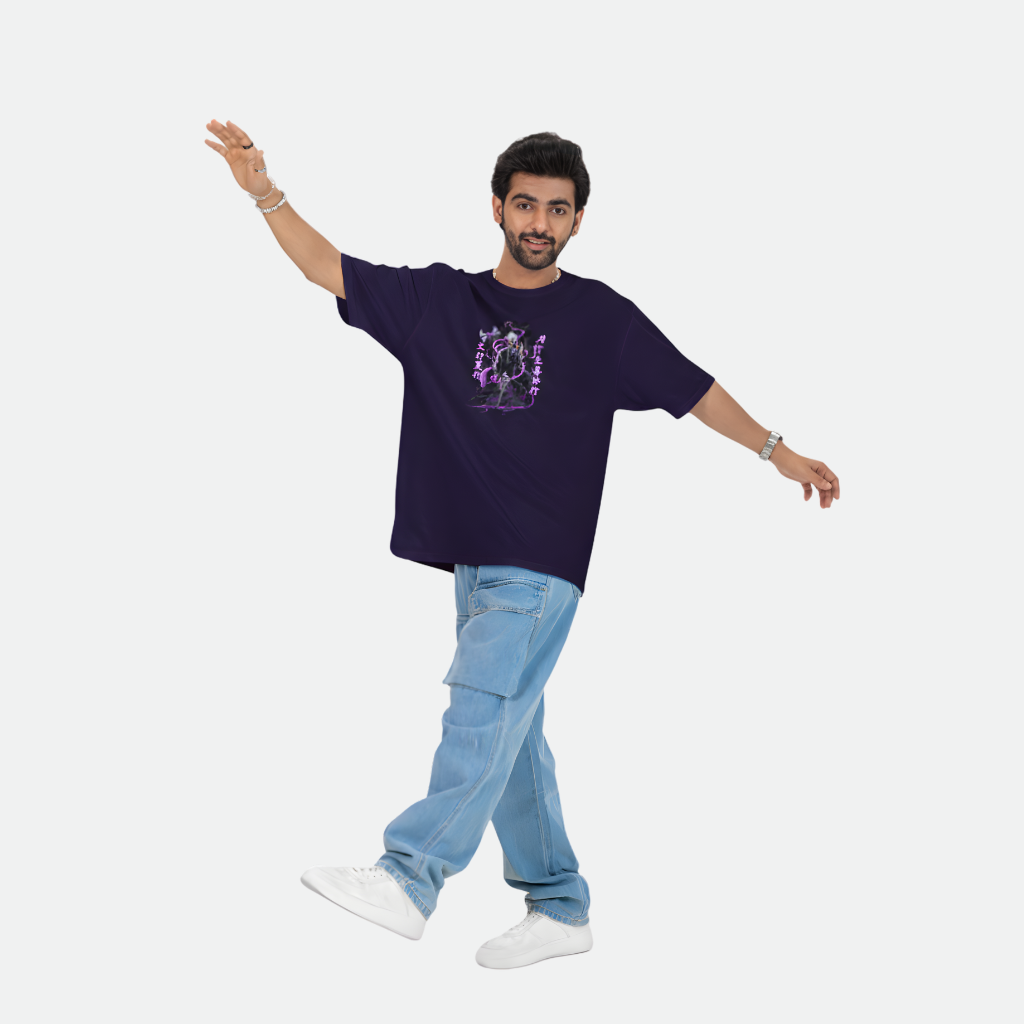 Men’s Purple Aura Anime Warrior Drop Shoulder Tee