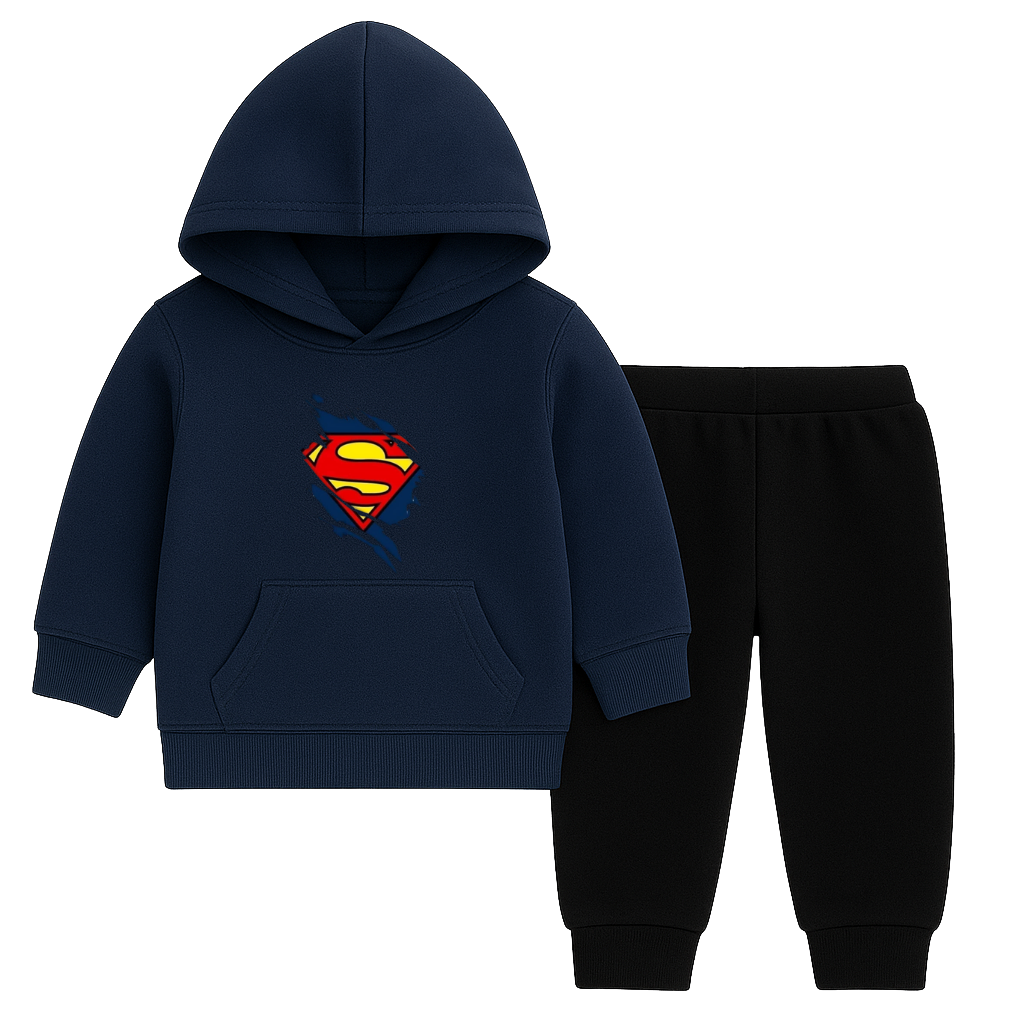 Superman Logo Printed Hooded Tracksuit for Kids