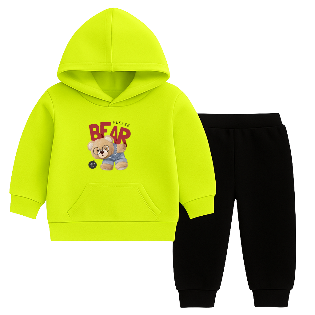 Please Bear Printed Hooded Tracksuit for Kids